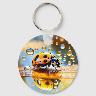 Ladybug in rain keychain
