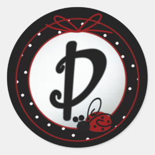 Ladybug Initial D Round Stickers