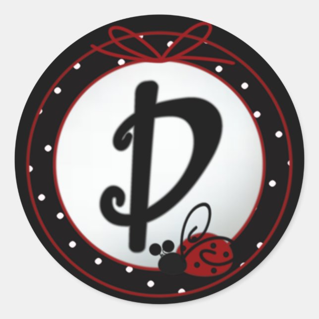 Ladybug Initial D Round Stickers (Front)