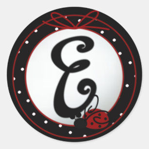 Ladybug Initial E Round Stickers