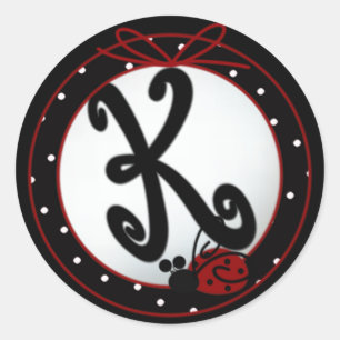 Ladybug Initial K Round Stickers