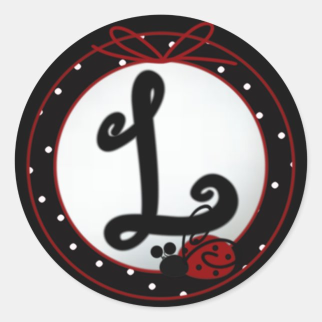 Ladybug Initial L Round Stickers (Front)