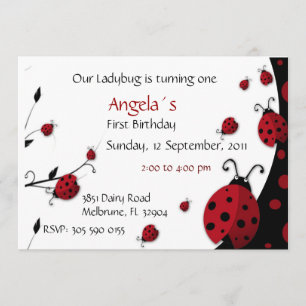 Ladybug Invitation Fête d'Anniversaire des Filles