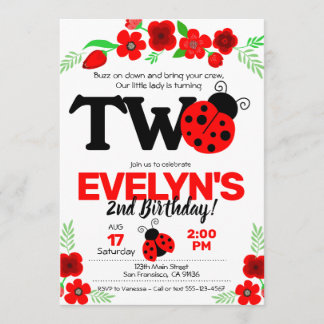 Ladybug Invitation pour le 2e anniversaire