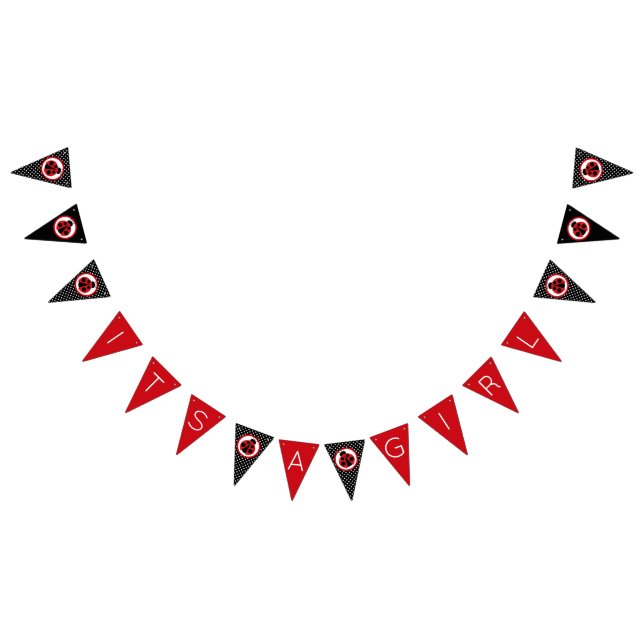 Ladybug It's A Girl Baby Shower Flag Banner (All)