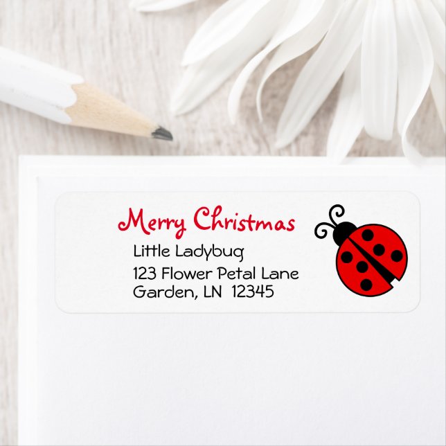 Ladybug Joyeux Noël Adresse de retour personnalisé (En situation)