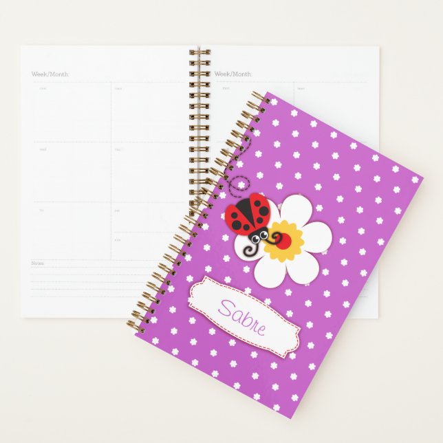 Ladybug kids named purple red  planner (Display)