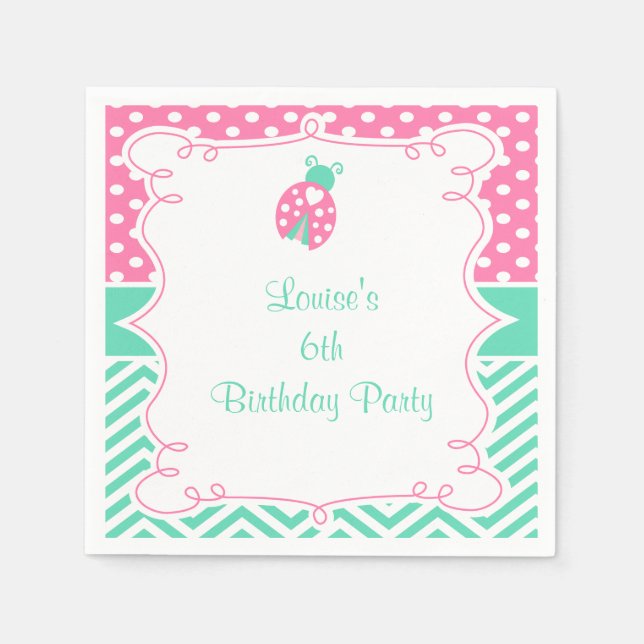Ladybug Ladybird Birthday Party Napkin (Front)