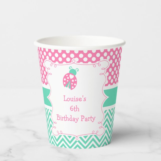 Ladybug Ladybird Birthday Party Paper Cups (Front)