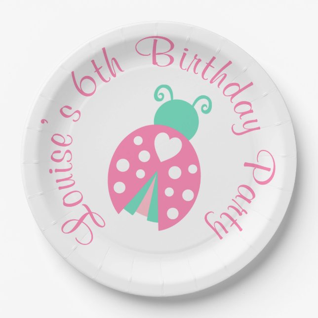 Ladybug Ladybird Birthday Party Paper Plate (Front)