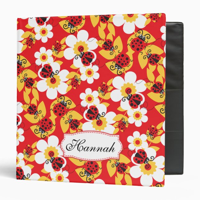 Ladybug / ladybird patterned named folder binder (Front/Inside)
