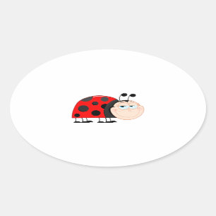 Ladybug Ladybugs Bug Bugs Funny Insect Cute Smile Oval Sticker
