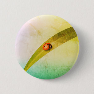 Ladybug Leaf 2 Inch Round Button