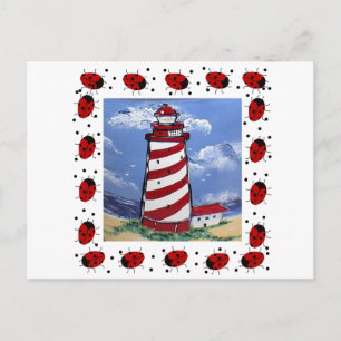 Ladybug Lighthouses Postcard