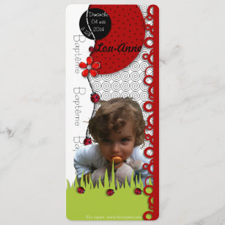 Ladybug Lou-Anne Baptism Announcement with photo