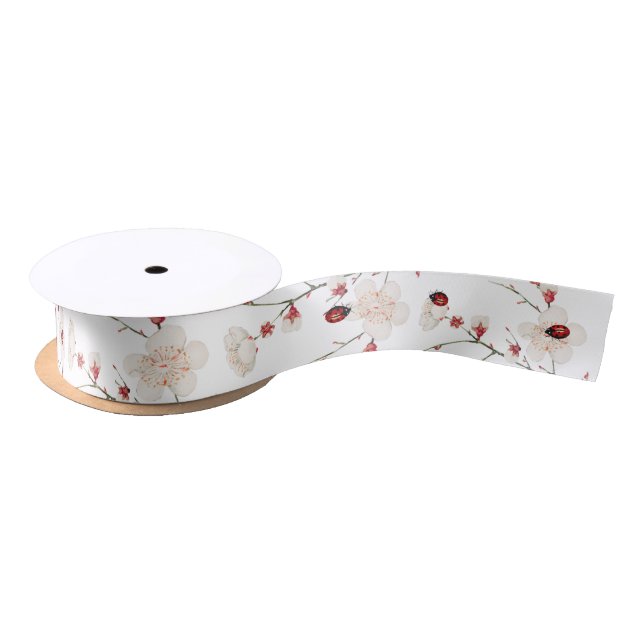 Ladybug Love Bug Floral Satin Ribbon (Spool)