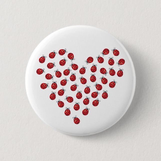 Ladybug Love Heart 2 Inch Round Button (Front)