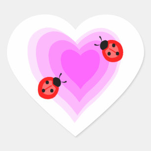 Ladybug Love Heart Sticker