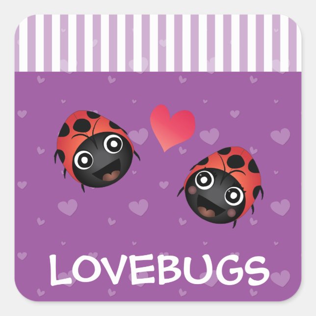 Ladybug Love Square Sticker (Front)