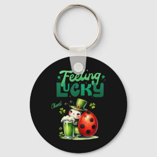 Ladybug Lucky Beer St Patricks Day Men Women Lepre Keychain
