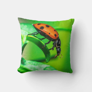 Ladybug Macro Throw Pillow Nature-Inspired Decor