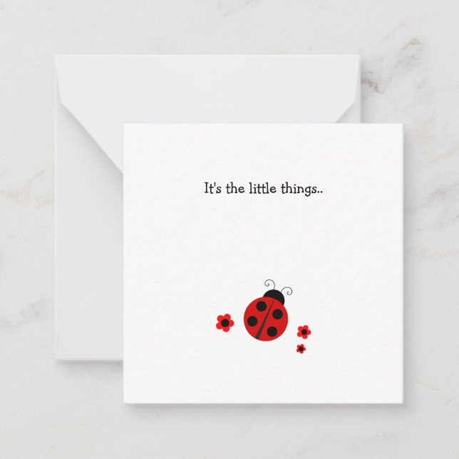 Ladybug Mini Thank You Flat Note Card (Front)
