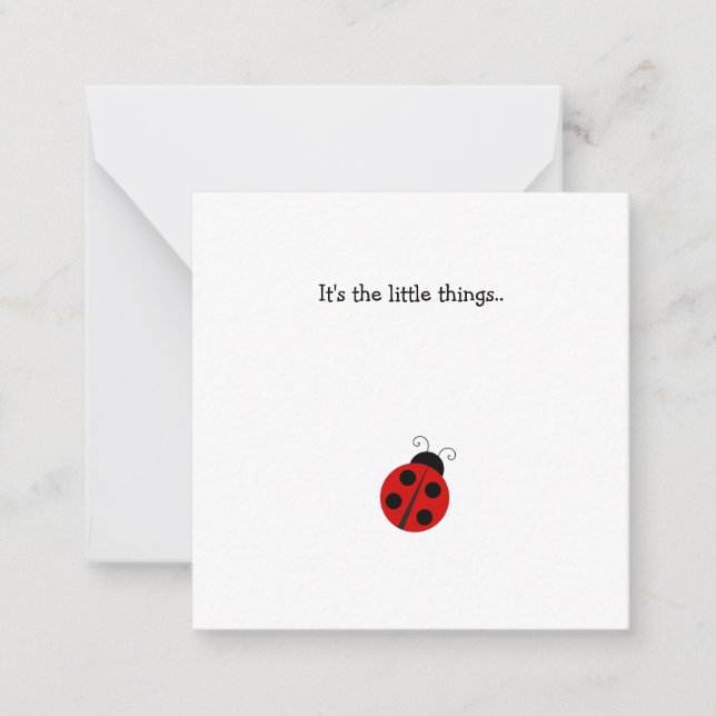 Ladybug Mini Thank You Flat Note Card (Front)