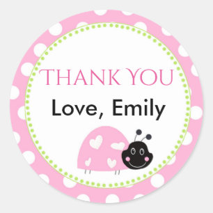 Ladybug Mint Green Pink Polka Dot Favour Label