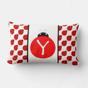 Ladybug Monogram Lumbar Pillow