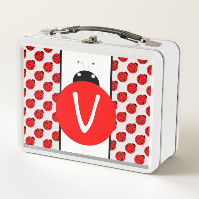 Ladybug Monogram Metal Lunch Box (Front)
