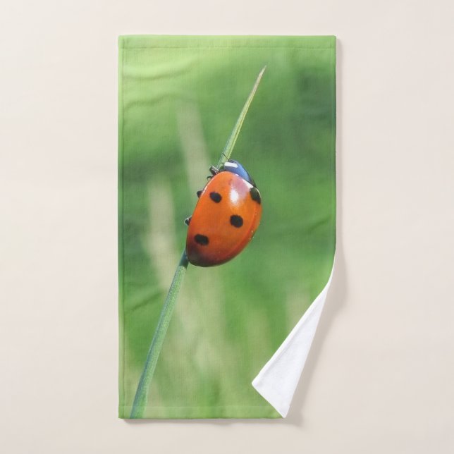 Ladybug on a blade of grass hand towel (Hand Towel)