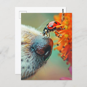 Ladybug on a dog's nose, Postcrossing Postcard