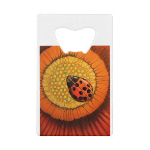 Ladybug On A Flower Credit Card Bottle Opener