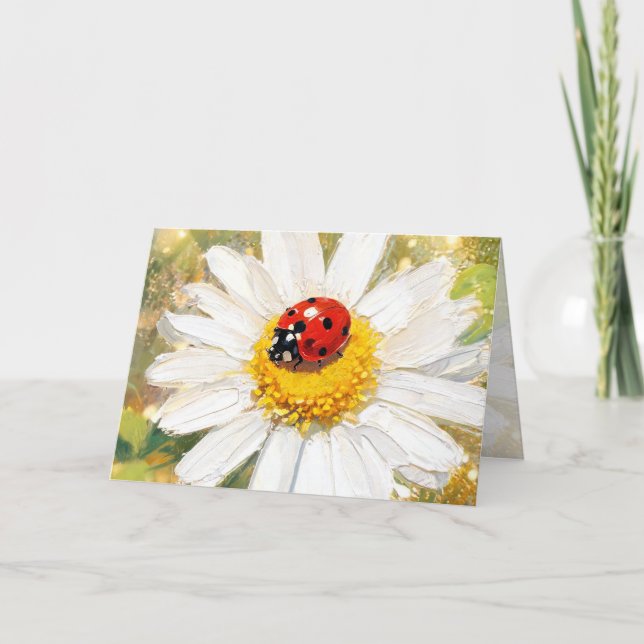 "Ladybug on Daisy" Greeting Card (Front)