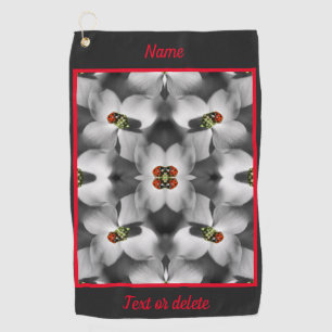 Ladybug On Dogwood Flower Abstract Personalized  Golf Towel