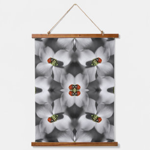 Ladybug On Dogwood Flower Nature Abstract Hanging Tapestry