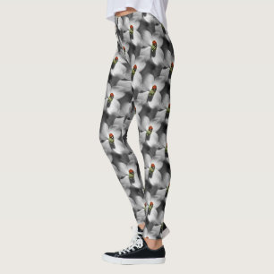 Ladybug On Dogwood Flower Nature Pattern Leggings
