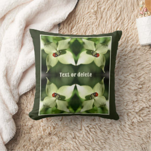 Ladybug On Dogwood Flower Nature Personalized Throw Pillow