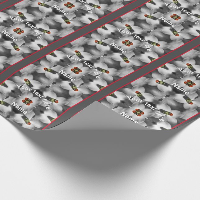 Ladybug On Dogwood Flower Nature Personalized   Wrapping Paper (Corner)