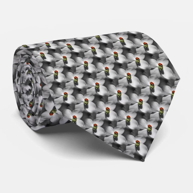 Ladybug On Dogwood Flower Nature Small Tie (Rolled)