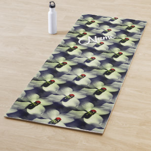 Ladybug On Dogwood Flower Personalized Yoga Mat