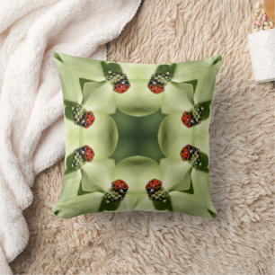 Ladybug On Dogwood Nature Art   Throw Pillow