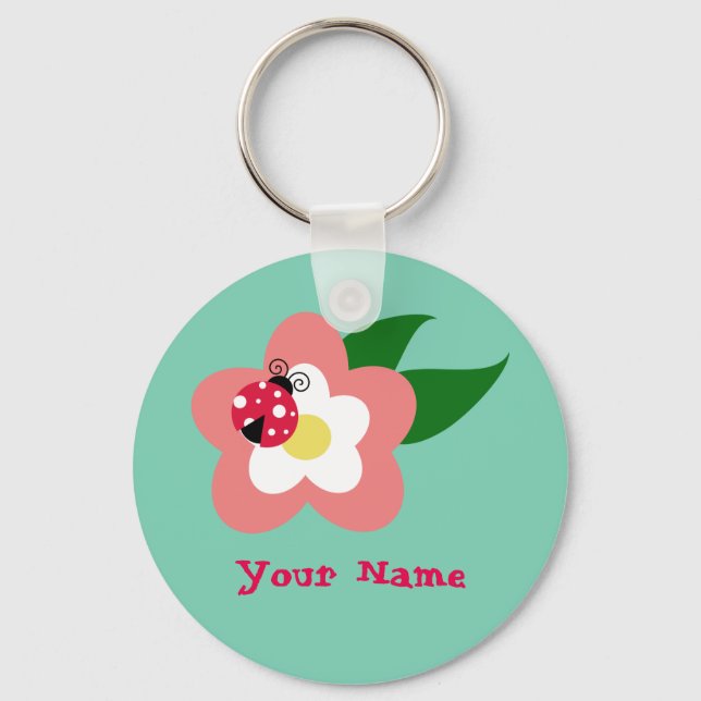 Ladybug on flower keychain (Front)