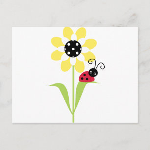 Ladybug on flower postcard