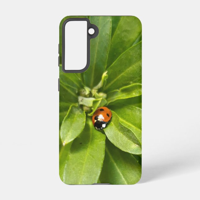Ladybug on Flowers Samsung Galaxy S21 Case (Back)