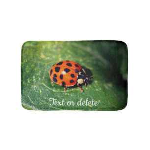 Ladybug On Leaf Close Up Personalized Bath Mat