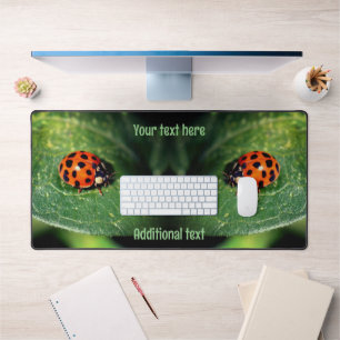 Ladybug On Leaf Close Up Personalized   Desk Mat