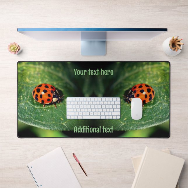 Ladybug On Leaf Close Up Personalized   Desk Mat (Office 1)