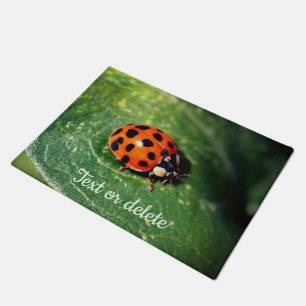 Ladybug On Leaf Close Up Personalized  Doormat