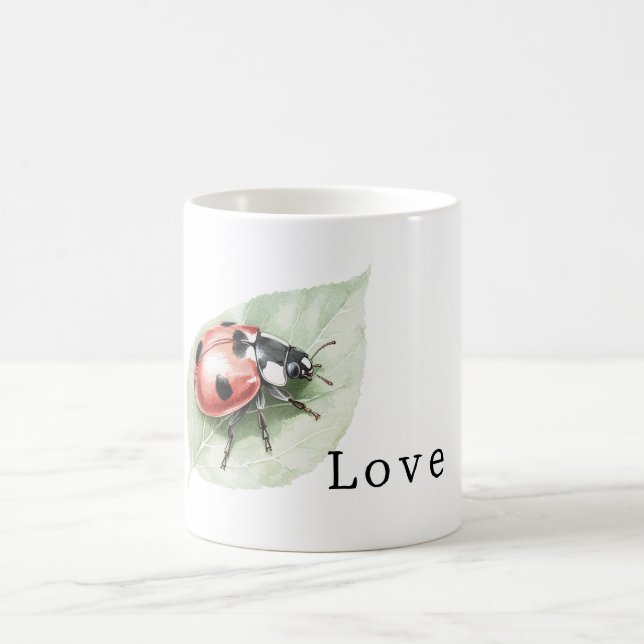 Ladybug on Leaf Love Coffee Mug (Center)